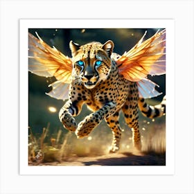 Cheetah Dragonfly Hybrid A Cheetah With Translucent Wings Art Print