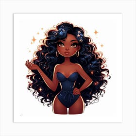 Black Girl With Long Hair Art Print