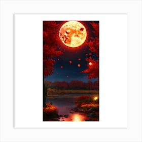 Full Moon In Autumn 1 Art Print