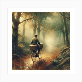 Man On A Bicycle Art Print Art Print