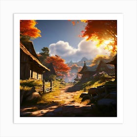 Village In Autumn Art Print