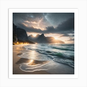 Night At The Beach Art Print