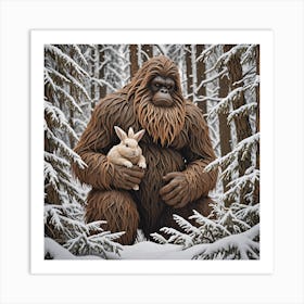 Bigfoot And Bunny Art Print