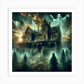 Horror ghostly apparitions lurking in the shadows Art Print