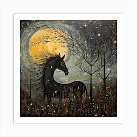 Horse In The Moonlight Art Print