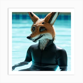 Fox In The Pool Art Print