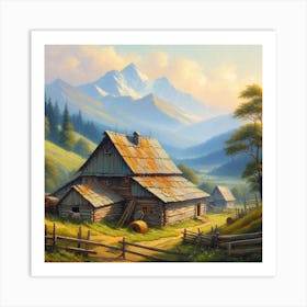 Farm In The Mountains 1 Art Print