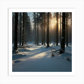 Default Concept Description Serene Snowcovered Forest At Dusks 1 Art Print