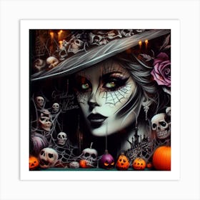 Halloween Window Art Art Print