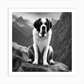 St Bernard Dog 75 Art Print