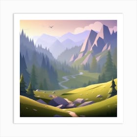 Landscape In The Mountains 2 Art Print