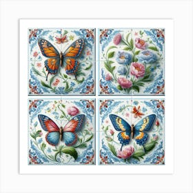 Decorative Art Butterfly Tiles 1 Art Print