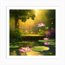 Lotus Flower In The Water 1 Art Print