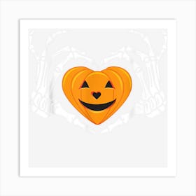 Skeleton Hand Heart Pumpkin Costume Funny Halloween Art Print