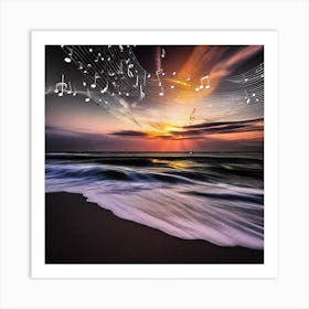 Music Notes At Sunset 10 Art Print