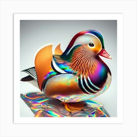 Mandarin Duck Color Effect Drawing - Wild Bird Artwork 165 Art Print