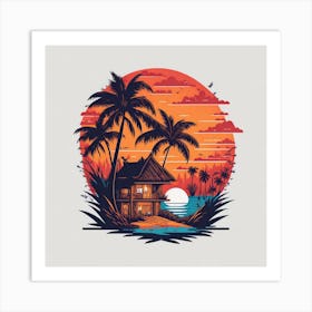 Sunset At The Beach Art Print