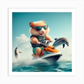 Gerbil on Jet Ski 1 Art Print