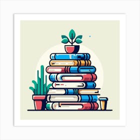 Books Design Collection Cartoon Reading Book Book Collection (31) Art Print