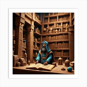 Wizard In A Library Art Print