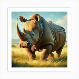 Rhino In The Grass Art Print