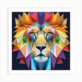 Geometric Lion Head Art Print