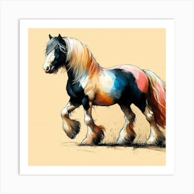 Tinker Horse Creative Color Portrait Drawing Art Print