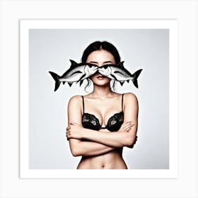 Asian Woman With Fish Eyes Art Print