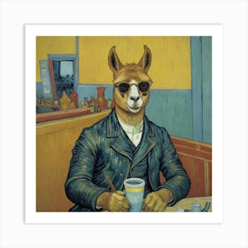 Llama at the Restaurant Art Print