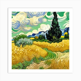 A Wheatfield With Cypresses, Vincent van Gogh 13 Art Print