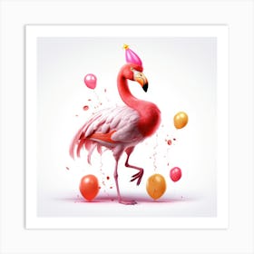 Birthday Flamingo Art Print