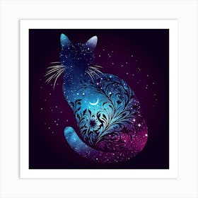 Cat In The Night Sky Art Print