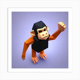 Low Poly Monkey Low Poly Creatures Art Print