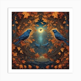 Bluebirds In Autumn Art Print