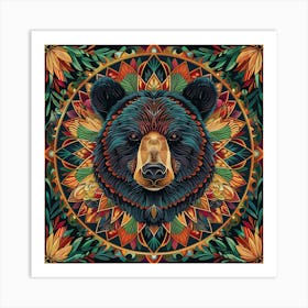 Black Bear In Mandala Art Print