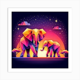 The Sapphire and Ruby Sentinels Elephants Art Print