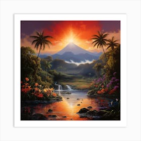 Sunset In The Jungle 1 Art Print