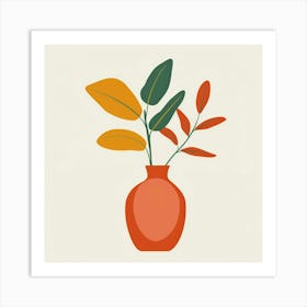 Vase With Leaves 5 Art Print