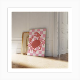 Gingham Crab - Pink Art Print