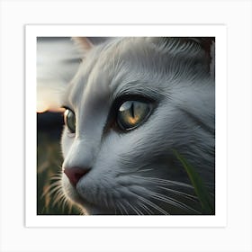 Cat At Sunset Art Print