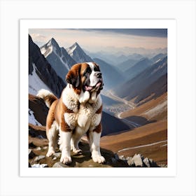 St Bernard Dog 72 Art Print