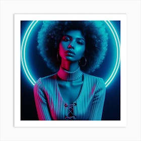 Afro Girl With Neon Lights Art Print