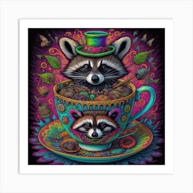 Raccoon In A Teacup 1 Art Print