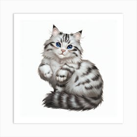 Cat With Blue Eyes 3 Art Print