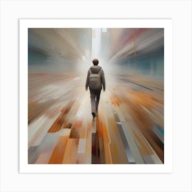 Abstract Man Walking Through A City Art Print