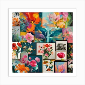 Collage Of Flowers Art Print