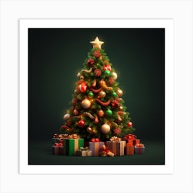 Christmas Tree With Gifts Art Print