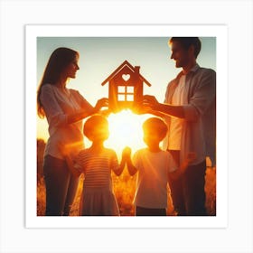 Family Holding A House Art Print