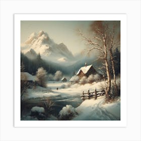 Nostalgic Winter Landscape Art Print