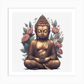 Floral Buddha (6) Art Print